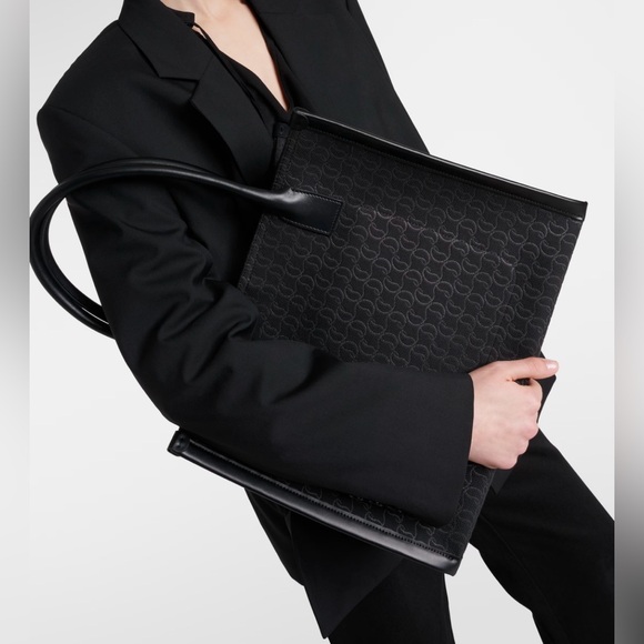 CHRISTIAN LOUBOUTIN BY MY SIDE E/W LARGE TOTE SHOULDER BAG BLACK CL MONOGRAM NEW - Picture 10 of 16